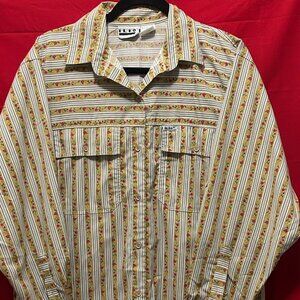 ilio vintage button down shirt with stripes and flowers, ladie's large